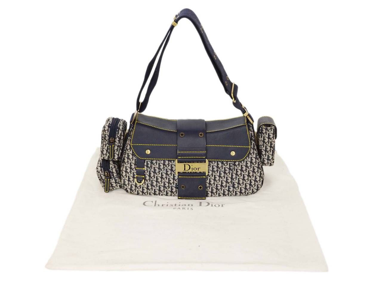 CHRISTIAN DIOR Blue Monogram Multi Pocket Shoulder Bag 3
