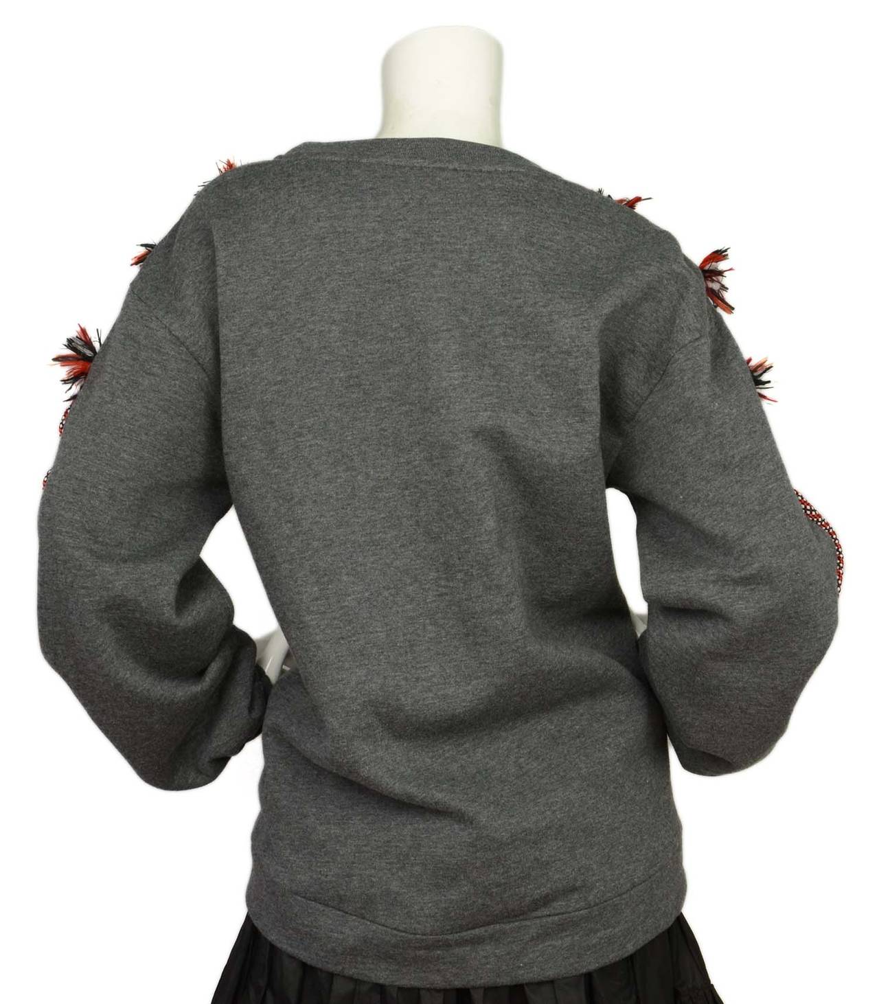 Women's STELLA McCARTNEY Grey Sweater w/ Squiggle Red/White Detailing rt $1, 070 sz 46