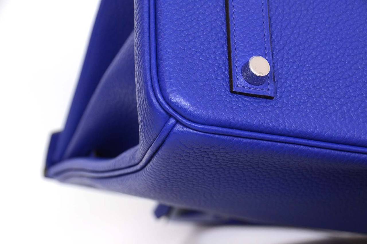 HERMES NIB 2014 Blue Electric Togo Leather 35cm Birkin Bag PHW 2