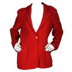 HERMES Red Wool Jacket W/ Single Button Closure sz.42