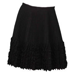 ALAIA Black Wool Flared Skirt W/ Ruffle