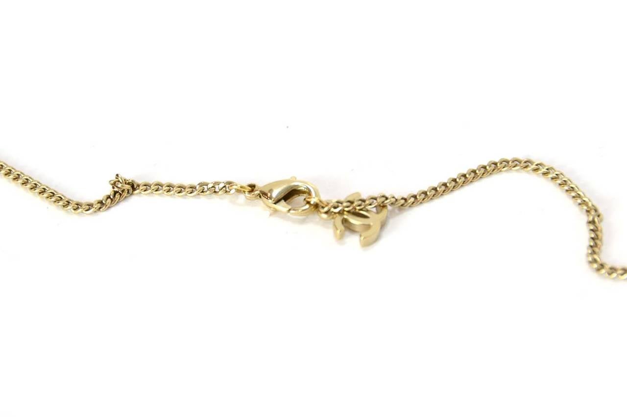 Chanel 2014 Goldtone Textured CC Charm Necklace 2