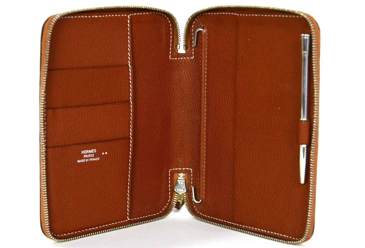 Hermes 2006 Cognac Nilo Crocodile Zip Around GM Agenda 1