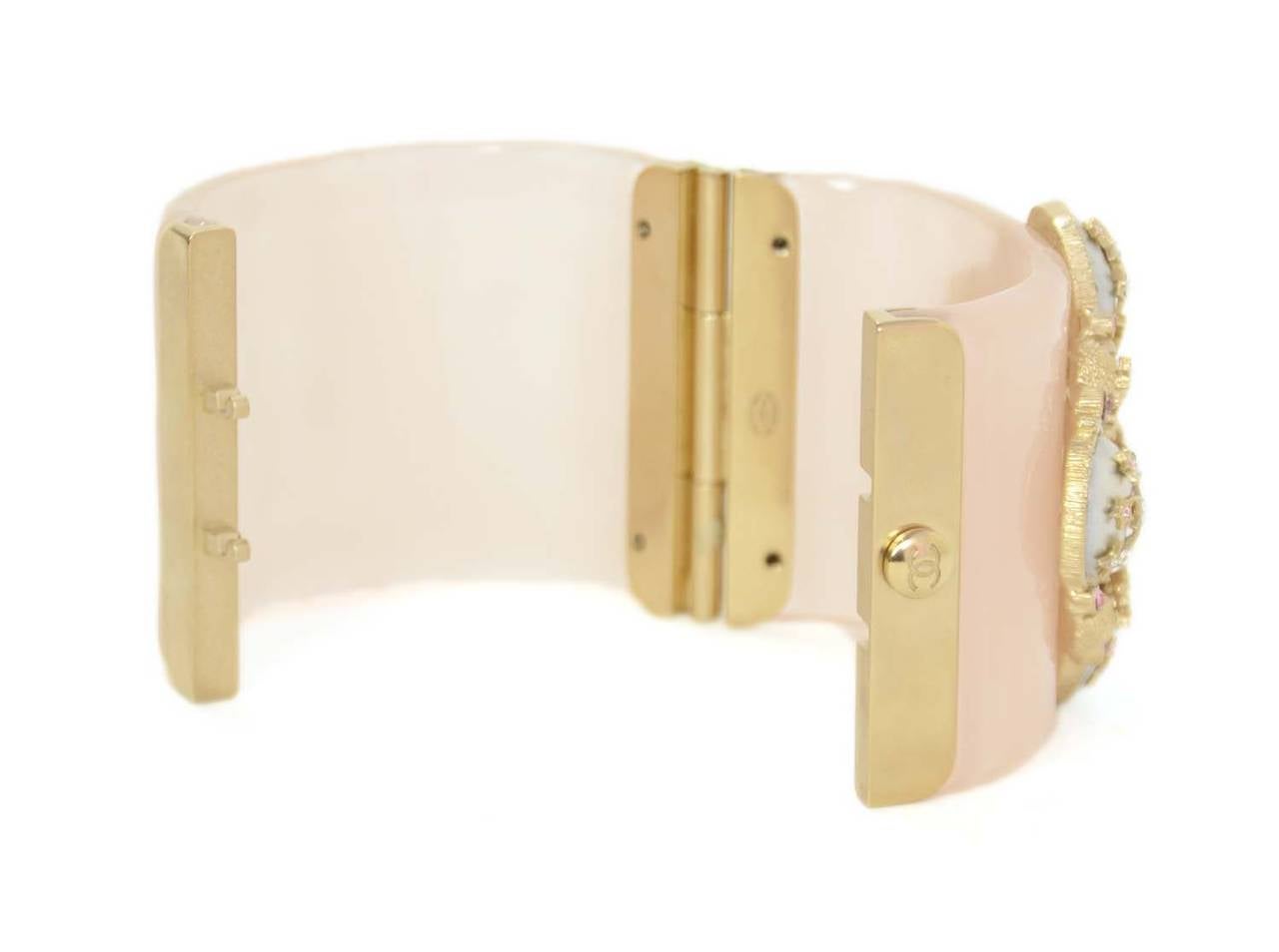 CHANEL 2012 Blush Cuff W/Pearl and Rhinestone Star Details In Excellent Condition In New York, NY
