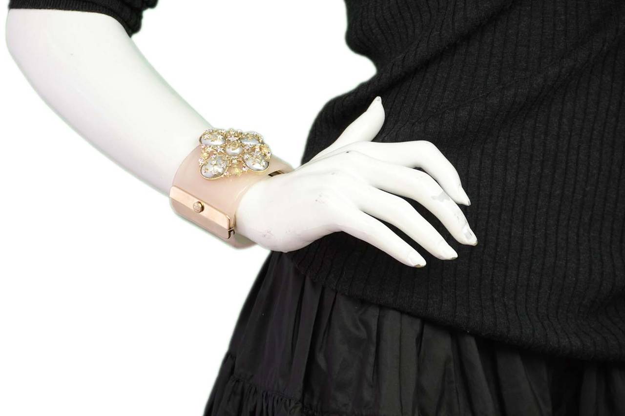 CHANEL 2012 Blush Cuff W/Pearl and Rhinestone Star Details 1