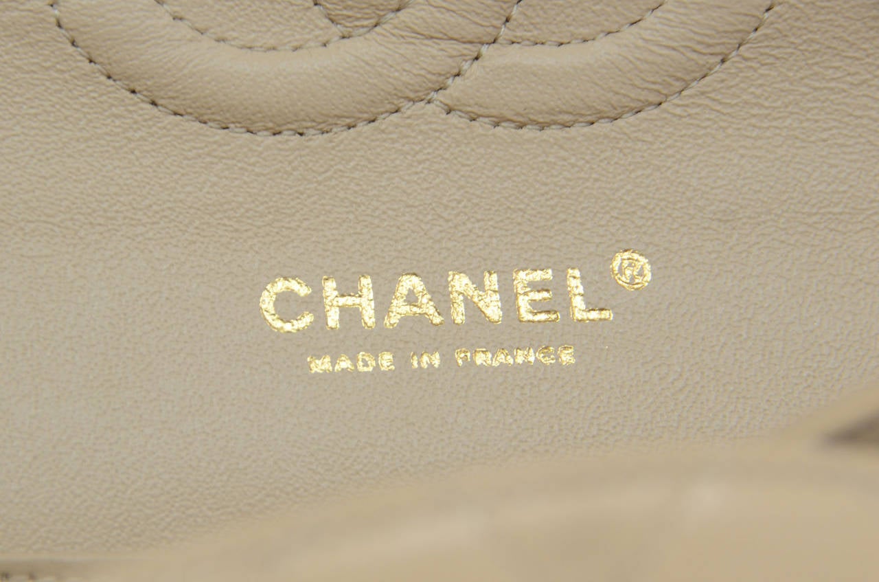Chanel 2013 Beige Quilted Caviar Double Flap Classic 10