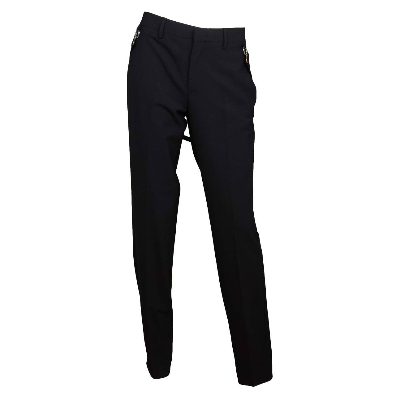 GIVENCHY Black NWT Trousers W/ Belt Detail RT $1250