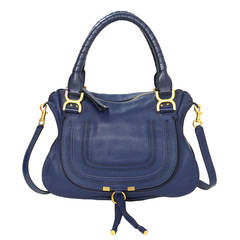 CHLOE Navy Leather Marcie Bag w/Crossbody GHW rt $2, 090
