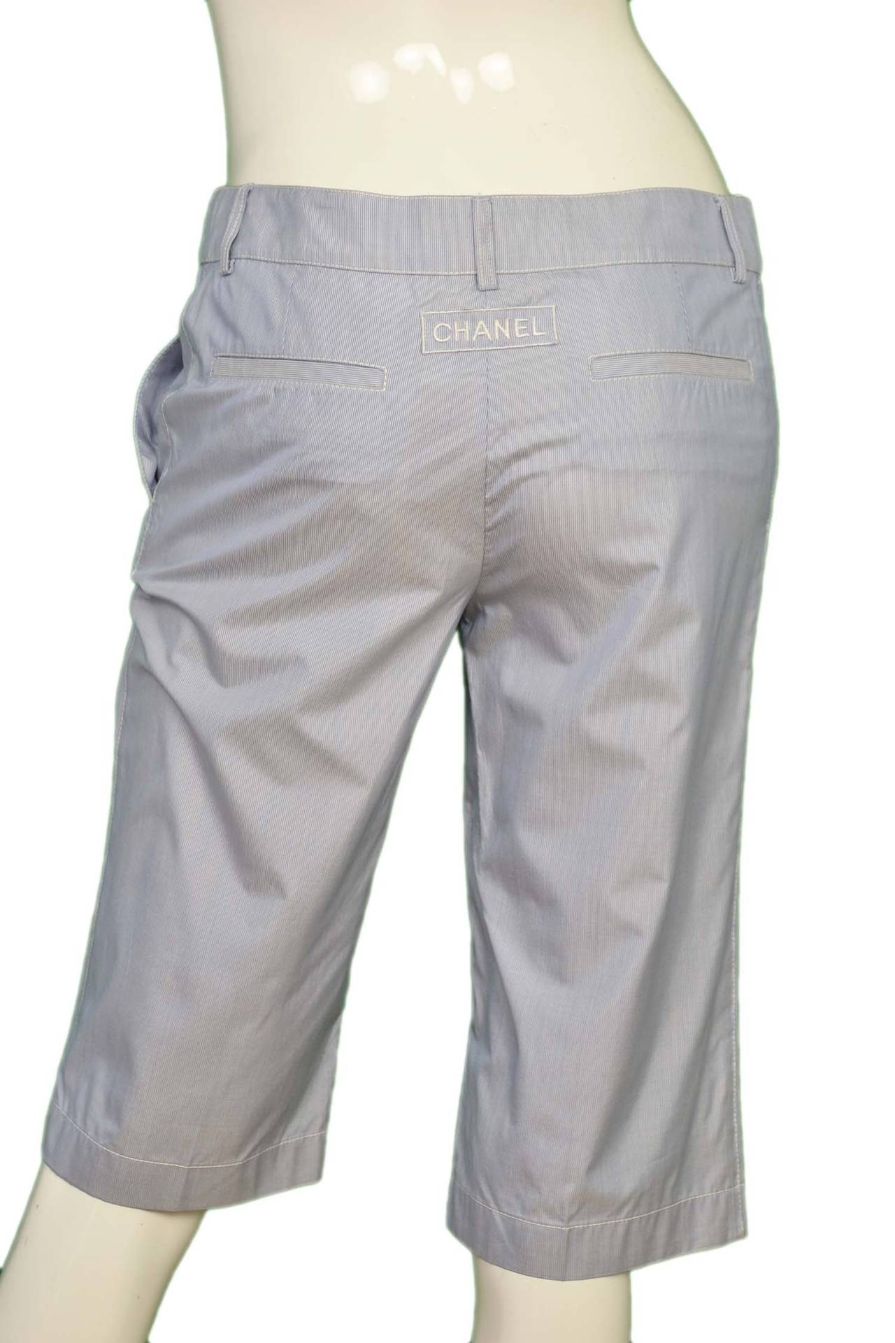 Gray CHANEL Pinstripe Long Shorts sz. 38