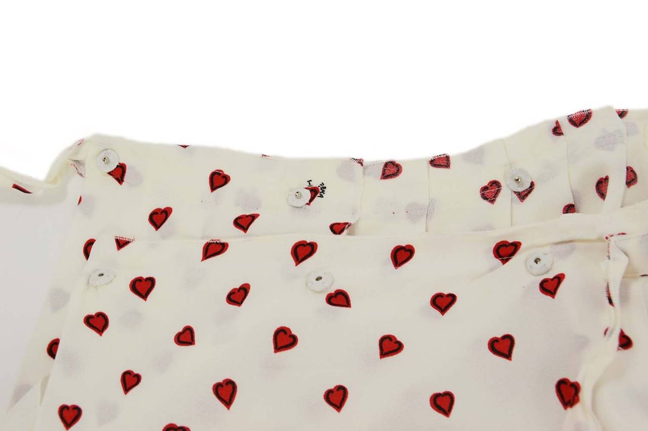 Women's Prada Silk Pleated Skirt w/Heart Print sz 40