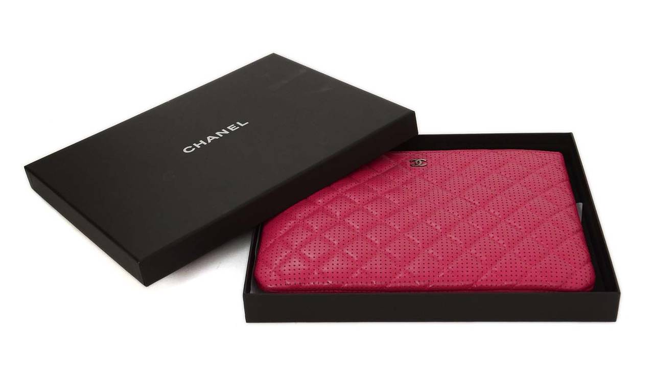 CHANEL 2015 Hot Pink Perforated Lambskin 