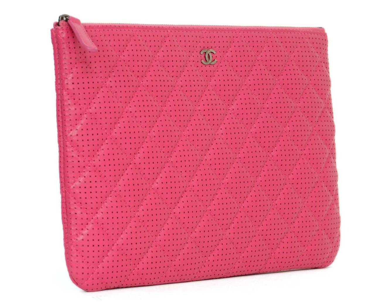 Chanel 2015 Hot Pink Perforated Lambskin 