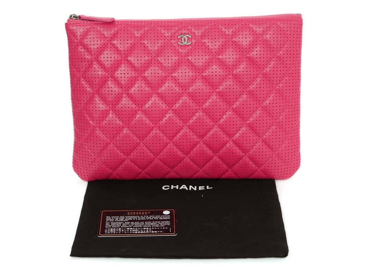 CHANEL 2015 Hot Pink Perforated Lambskin 