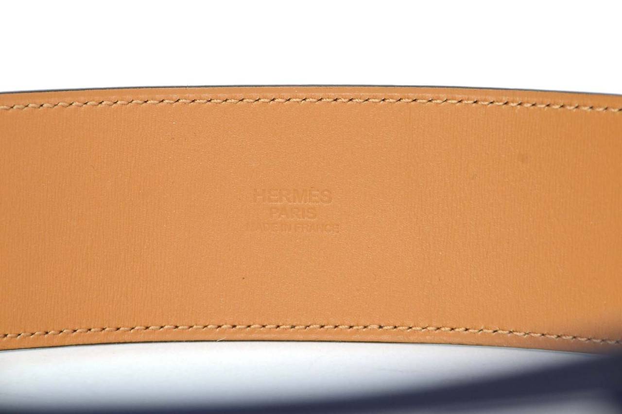 Hermes 2013 Navy Epsom Leather Collier de Chien CDC Belt sz 80 rt $2, 350 In Excellent Condition In New York, NY
