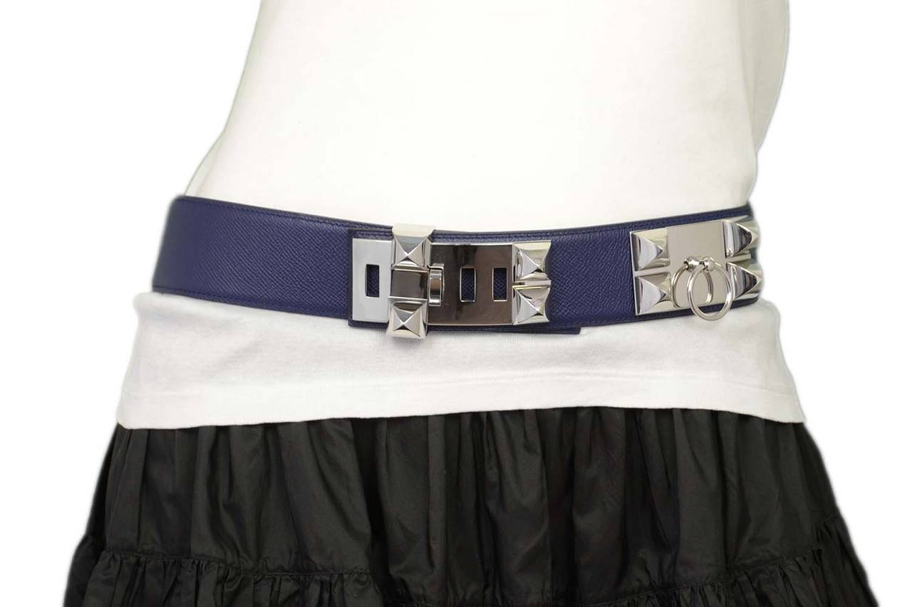 Hermes 2013 Navy Epsom Leather Collier de Chien CDC Belt sz 80 rt $2, 350 1