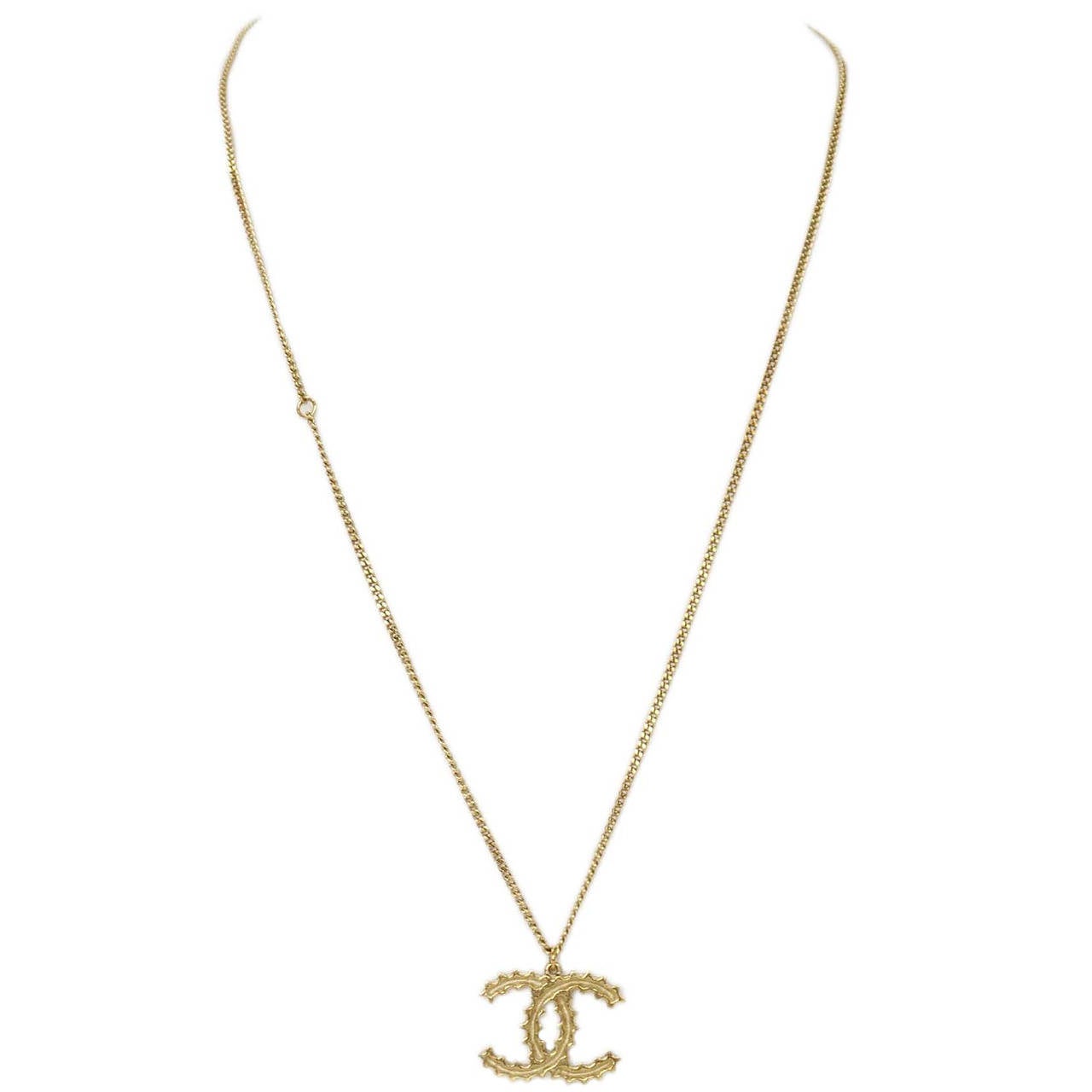 Chanel 2014 Goldtone Textured CC Charm Necklace