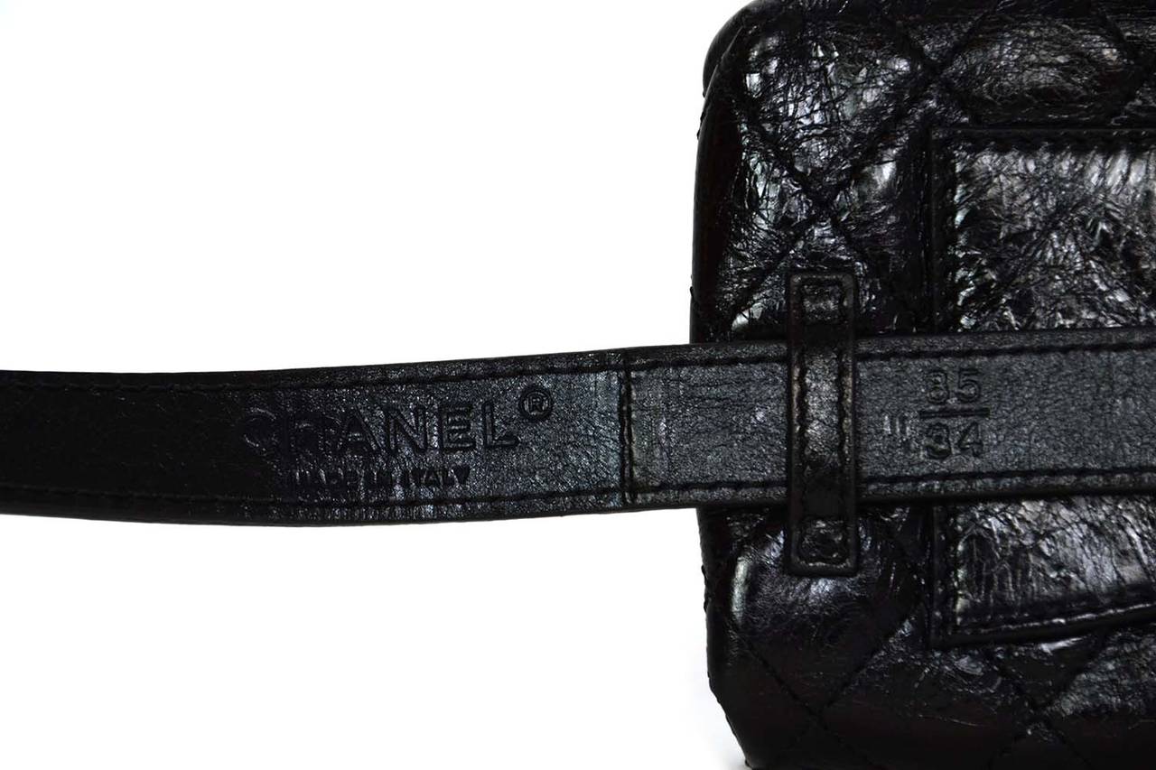 CHANEL Black Quilted Calfskin Reissue Belt Bag sz 85 SHW In Excellent Condition In New York, NY