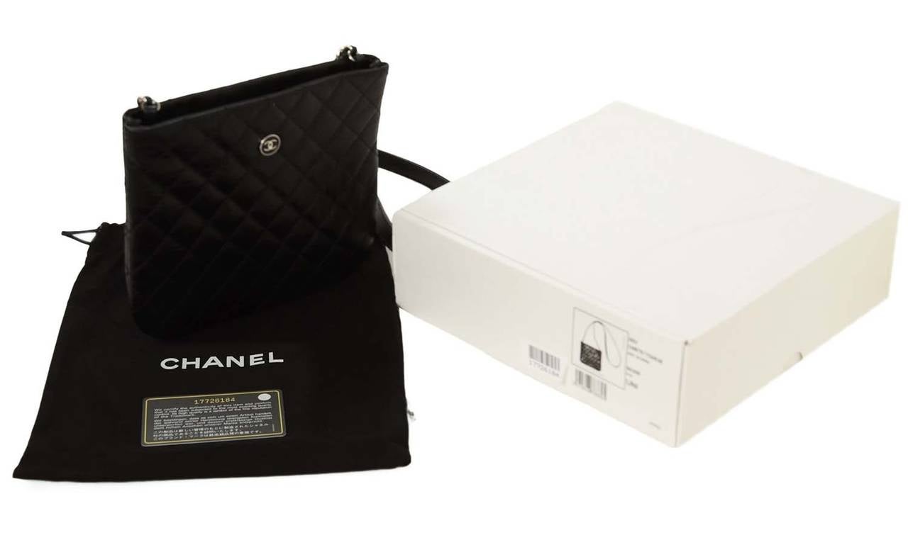 CHANEL Black Quilted Leather Crossbody Bag SHW 2