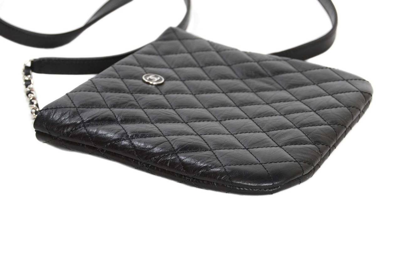 CHANEL Black Quilted Leather Crossbody Bag SHW at 1stDibs