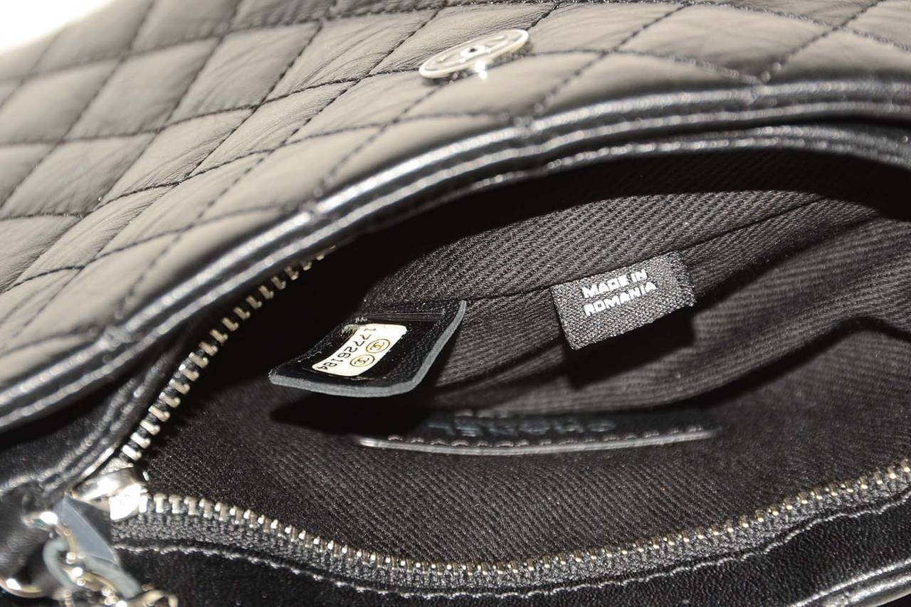 CHANEL Black Quilted Leather Crossbody Bag SHW 1
