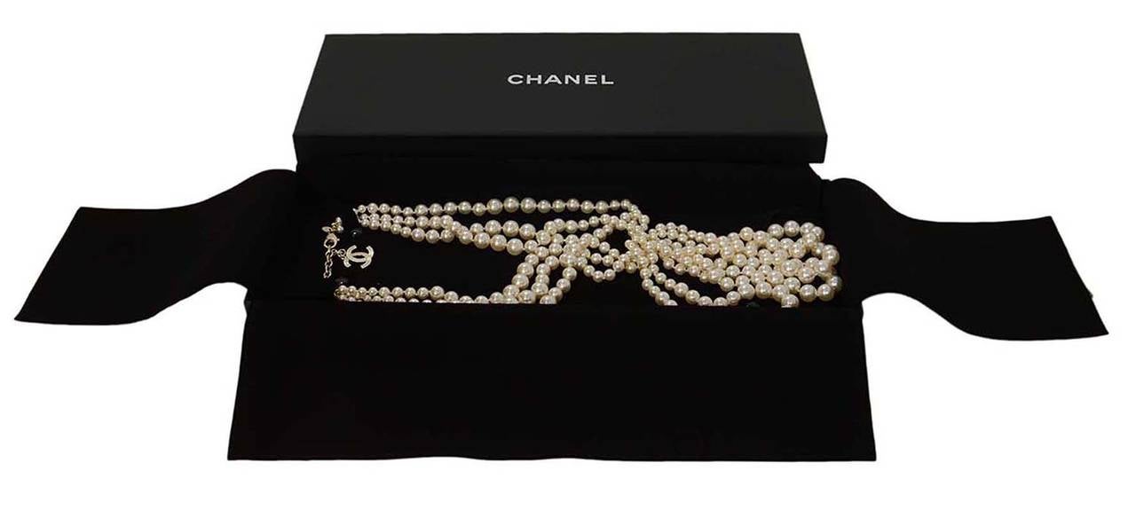 Women's CHANEL 2013 Paris/Dallas Three Strand Faux Pearl Lariat Necklace rt. $3, 000