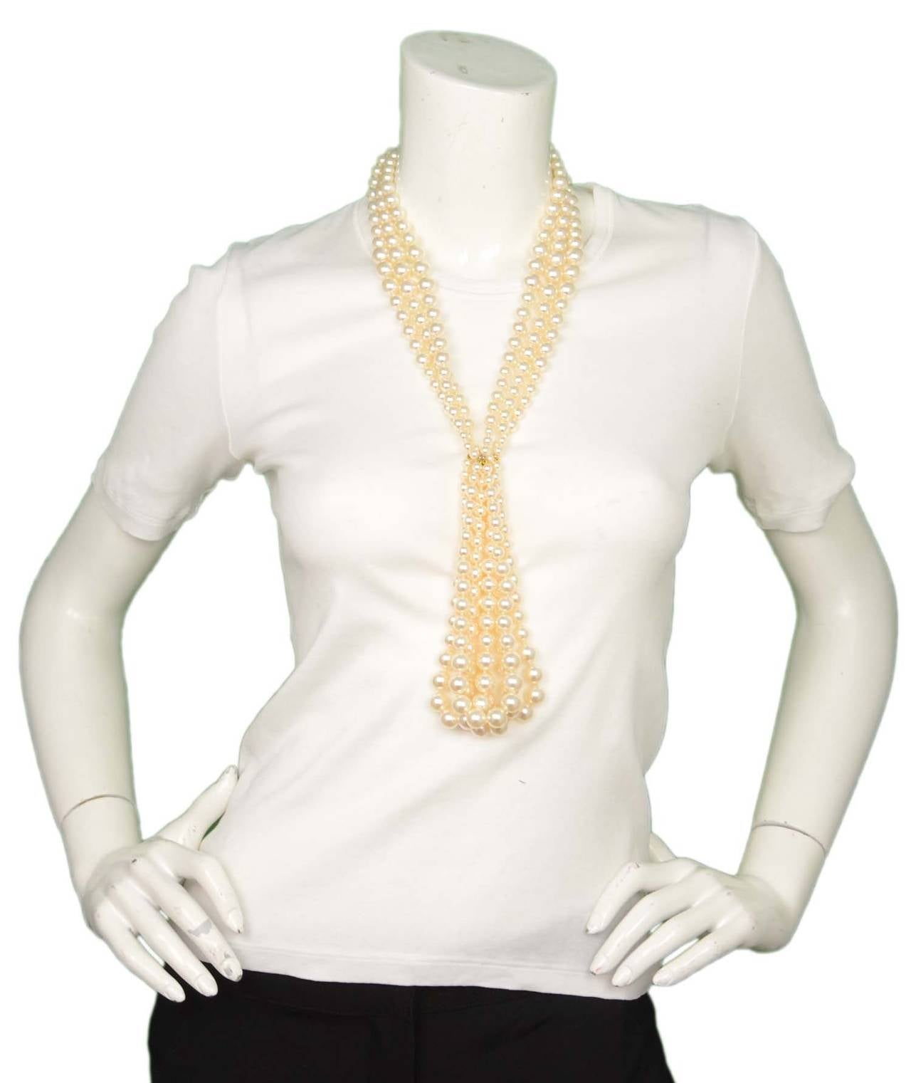 CHANEL 2013 Paris/Dallas Three Strand Faux Pearl Lariat Necklace rt. $3, 000 2