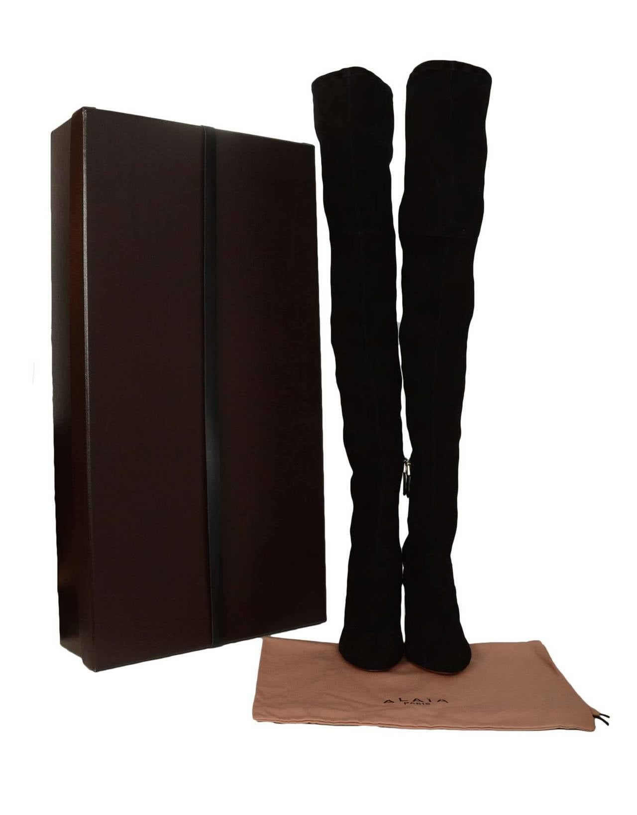 ALAIA Black Stretch-Suede Over-the-Knee Boots sz 40 rt $3, 540 1