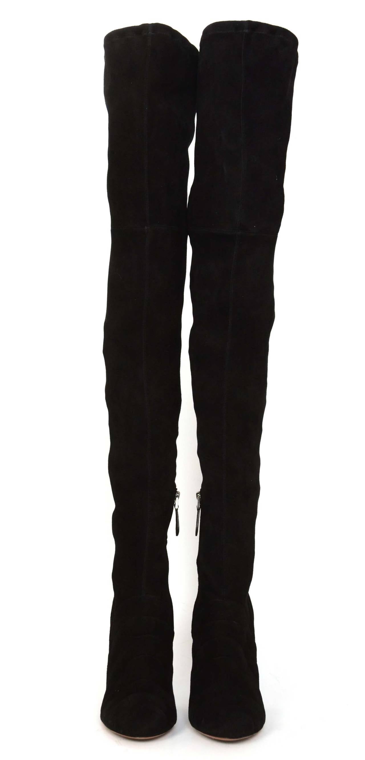 ALAIA Black Stretch-Suede Over-the-Knee Boots sz 40 rt $3,540 at ...