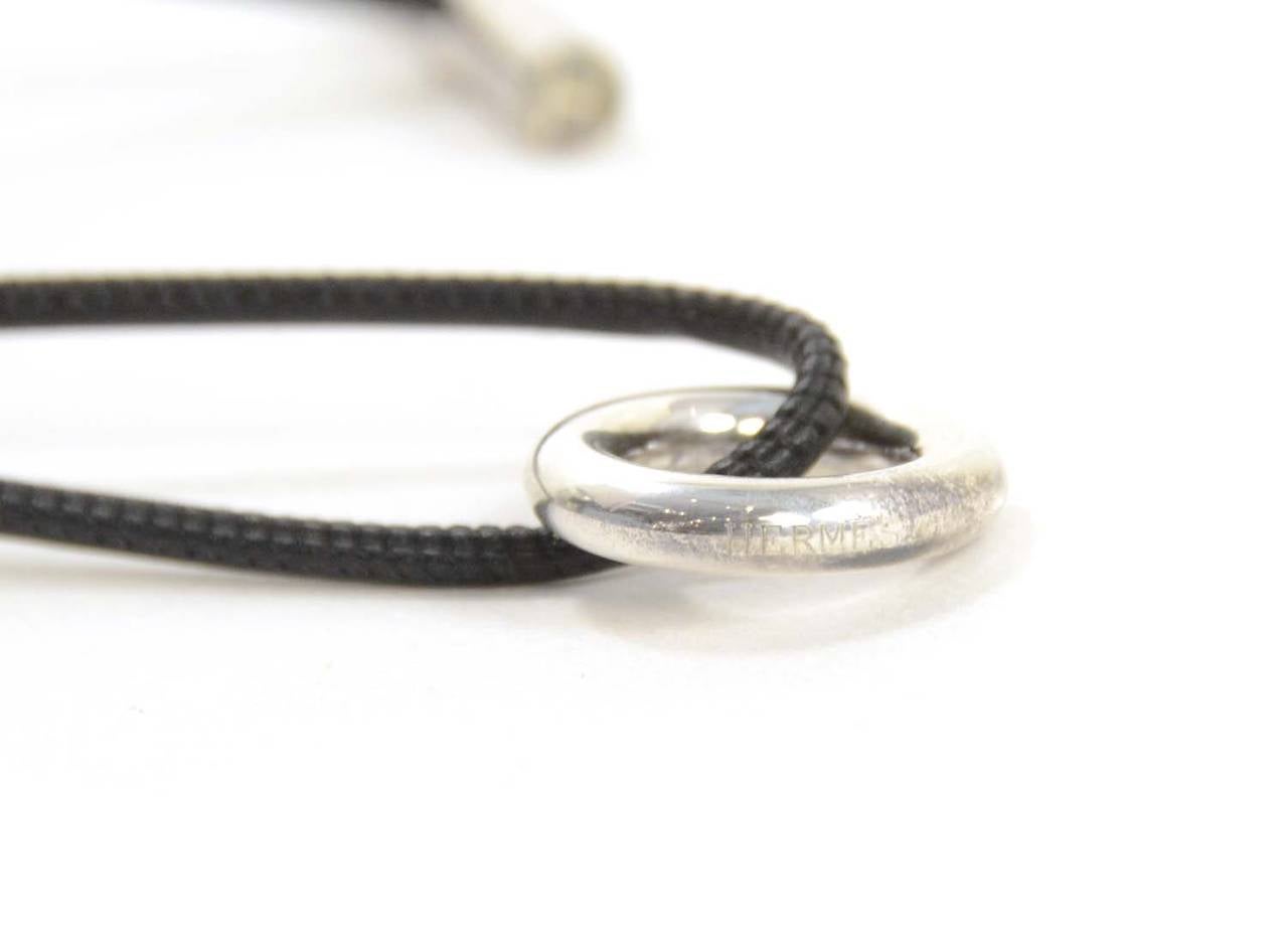 Women's or Men's HERMES Black Leather Rope Bracelet w/Chain d'Ancre Sterling Toggle