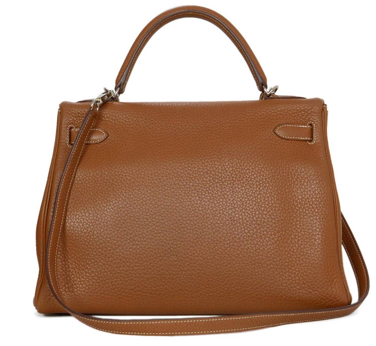 HERMES 2011 Gold Clemence Leather Kelly Bag 32 cm In Excellent Condition In New York, NY