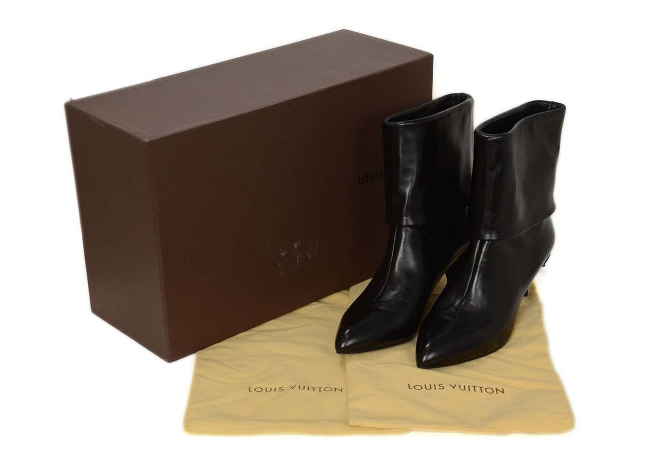 LOUIS VUITTON Black Leather Foldover Ankle Boot sz. 36.5 3