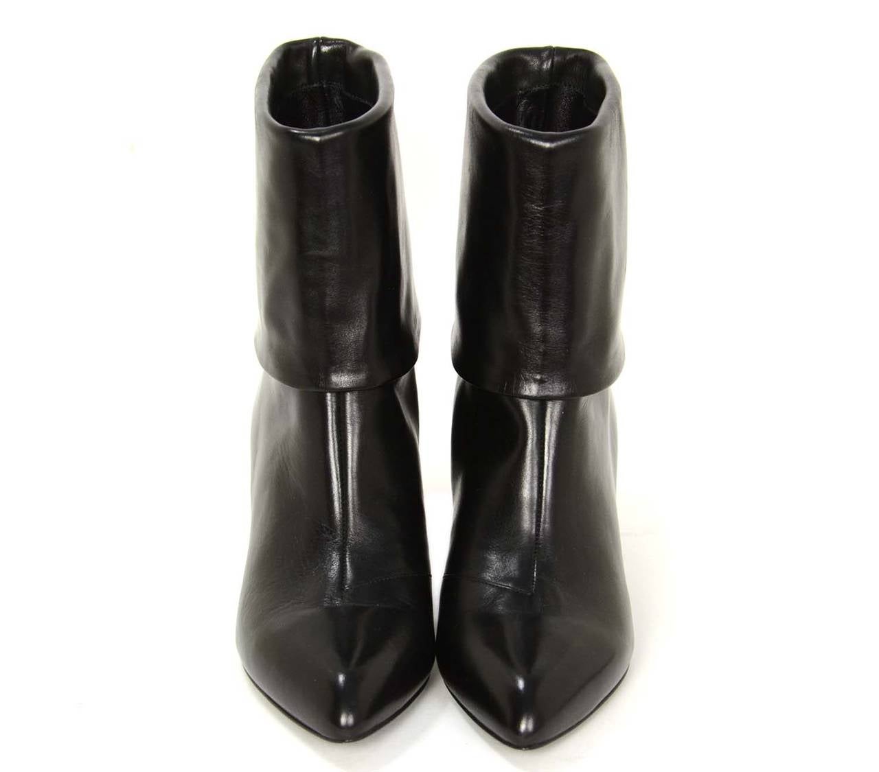 LOUIS VUITTON Black Leather Foldover Ankle Boot sz. 36.5 2