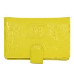CHANEL Yellow Caviar Wallet w/ Stitched CC