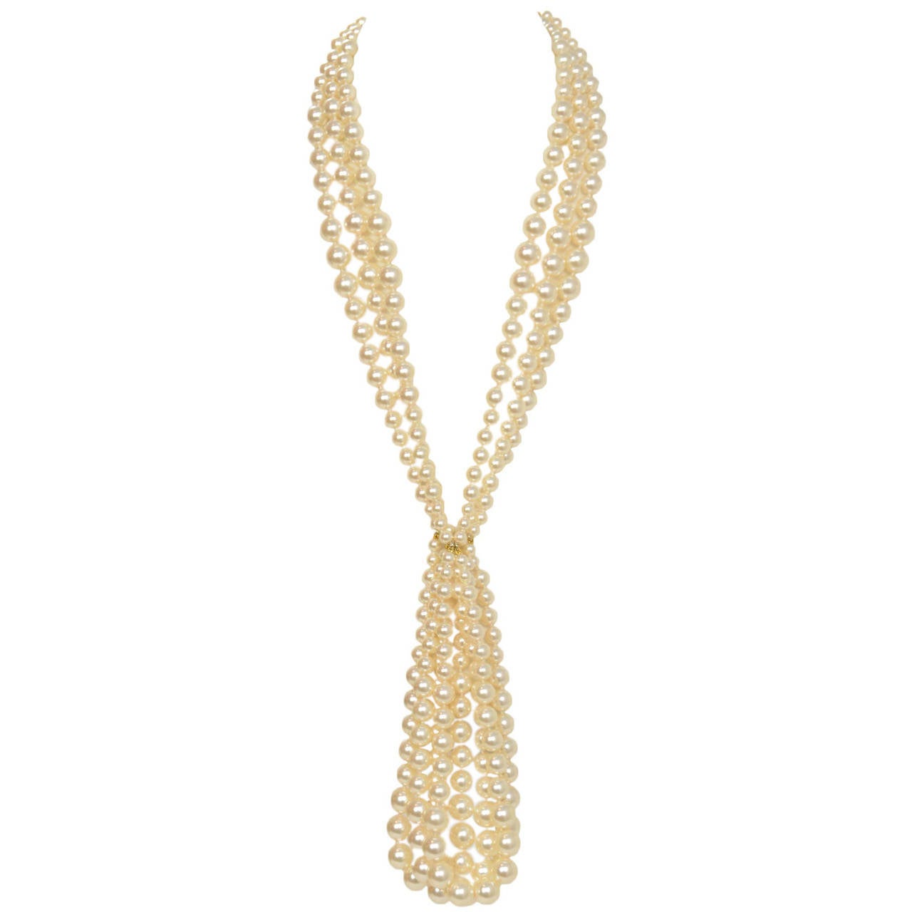 CHANEL 2013 Paris/Dallas Three Strand Faux Pearl Lariat Necklace rt. $3, 000