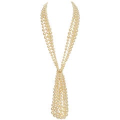 CHANEL 2013 Paris/Dallas Three Strand Faux Pearl Lariat Necklace rt. $3, 000