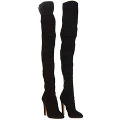 ALAIA Black Stretch-Suede Over-the-Knee Boots sz 40 rt $3, 540