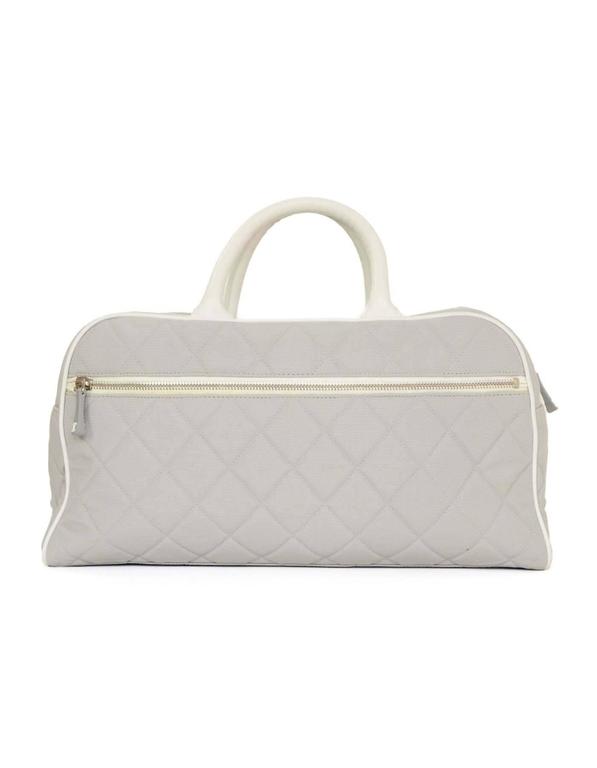 Chanel Grey Quilted Canvas Bowler Bag SHW For Sale at 1stDibs  chanel  bowler bag, chanel grey quilted bag, chanel canvas bowling bag