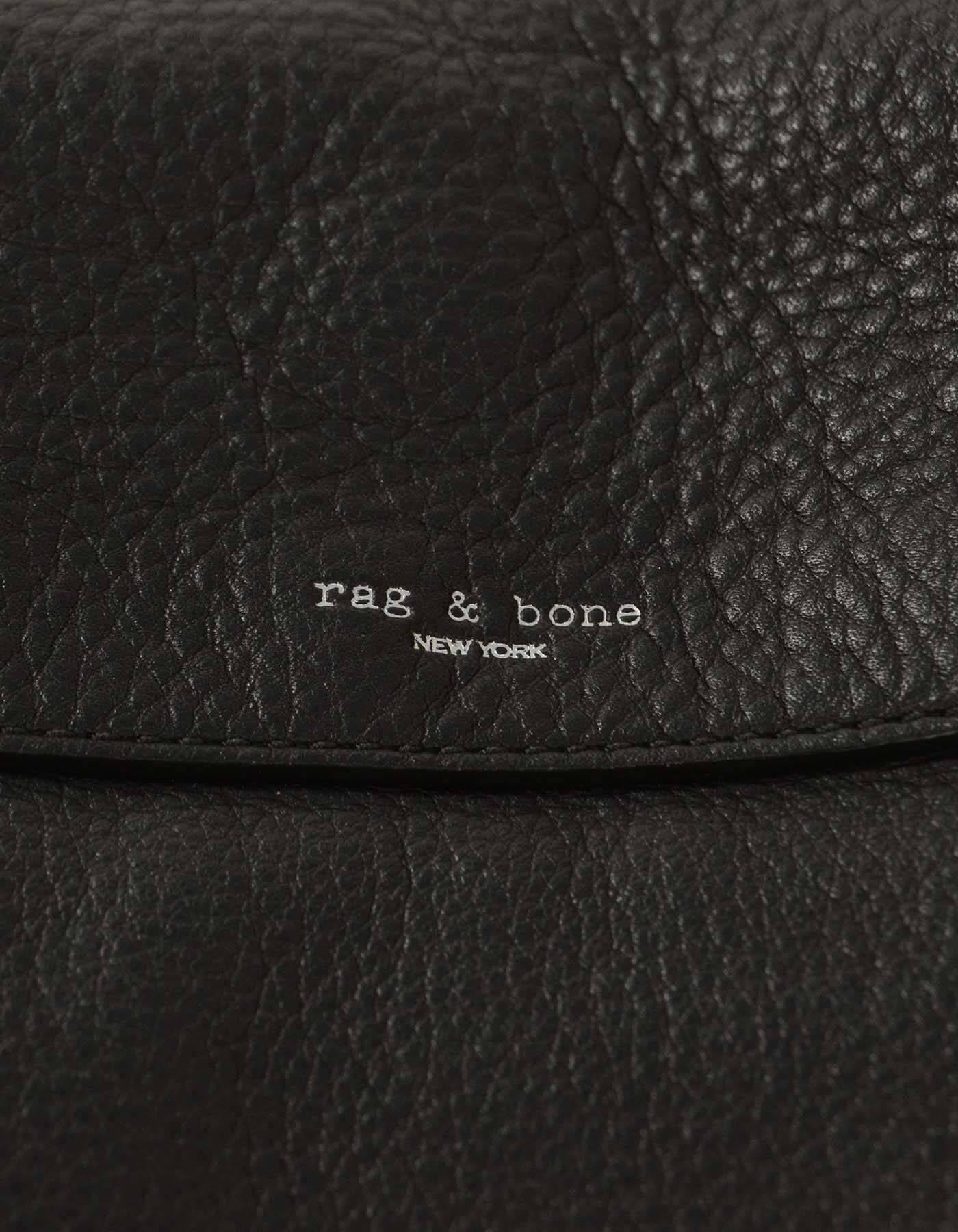 Rag and Bone Black Leather and Shearling Bradbury Hobo Messenger Bag rt