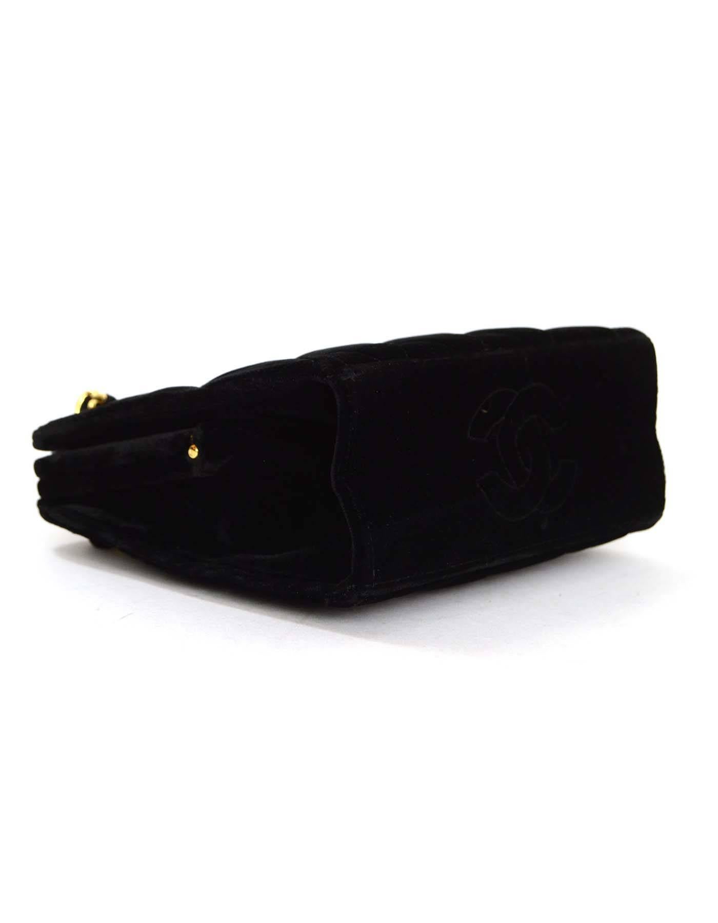 Women's Chanel Vintage 97' Black Velvet Quilted Mini Frame Evening Bag GHW 