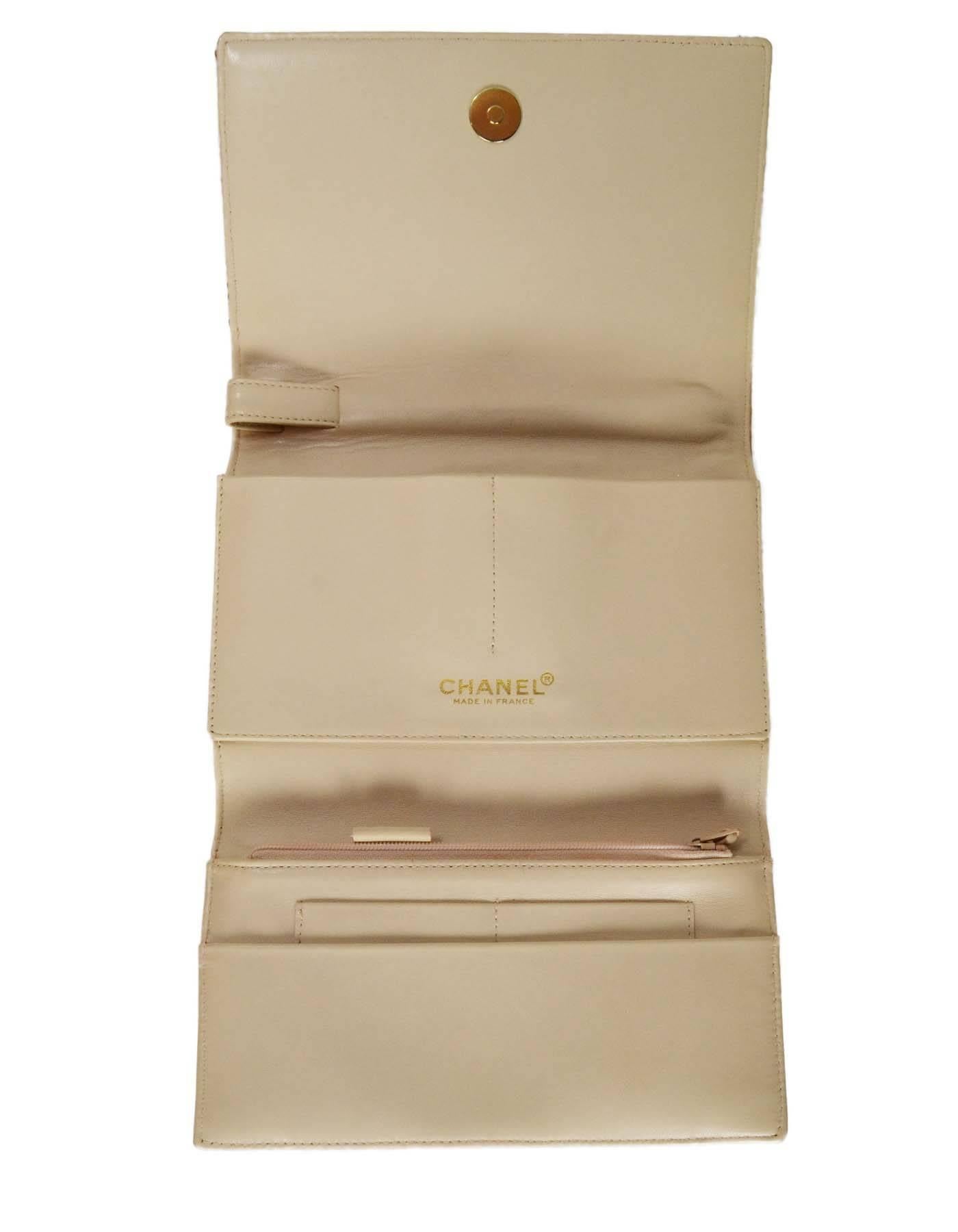 Chanel Metallic Peach Tweed Wristlet Clutch Bag GHW 2