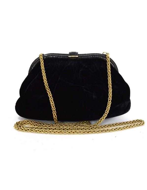Chanel Vintage Black Velvet Mini Frame Evening Bag GHW For Sale at