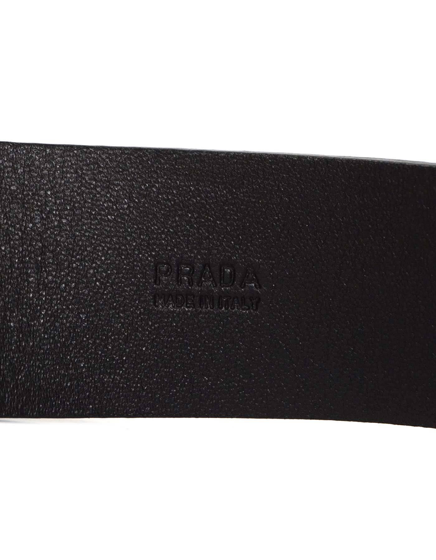 Prada Black Leather Belt sz 85 SHW 1