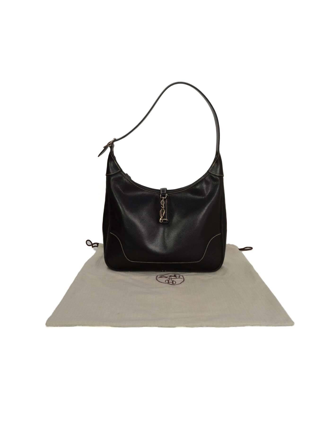 Hermes Black Epsom Leather 31cm Trim Shoulder Bag PHW 5