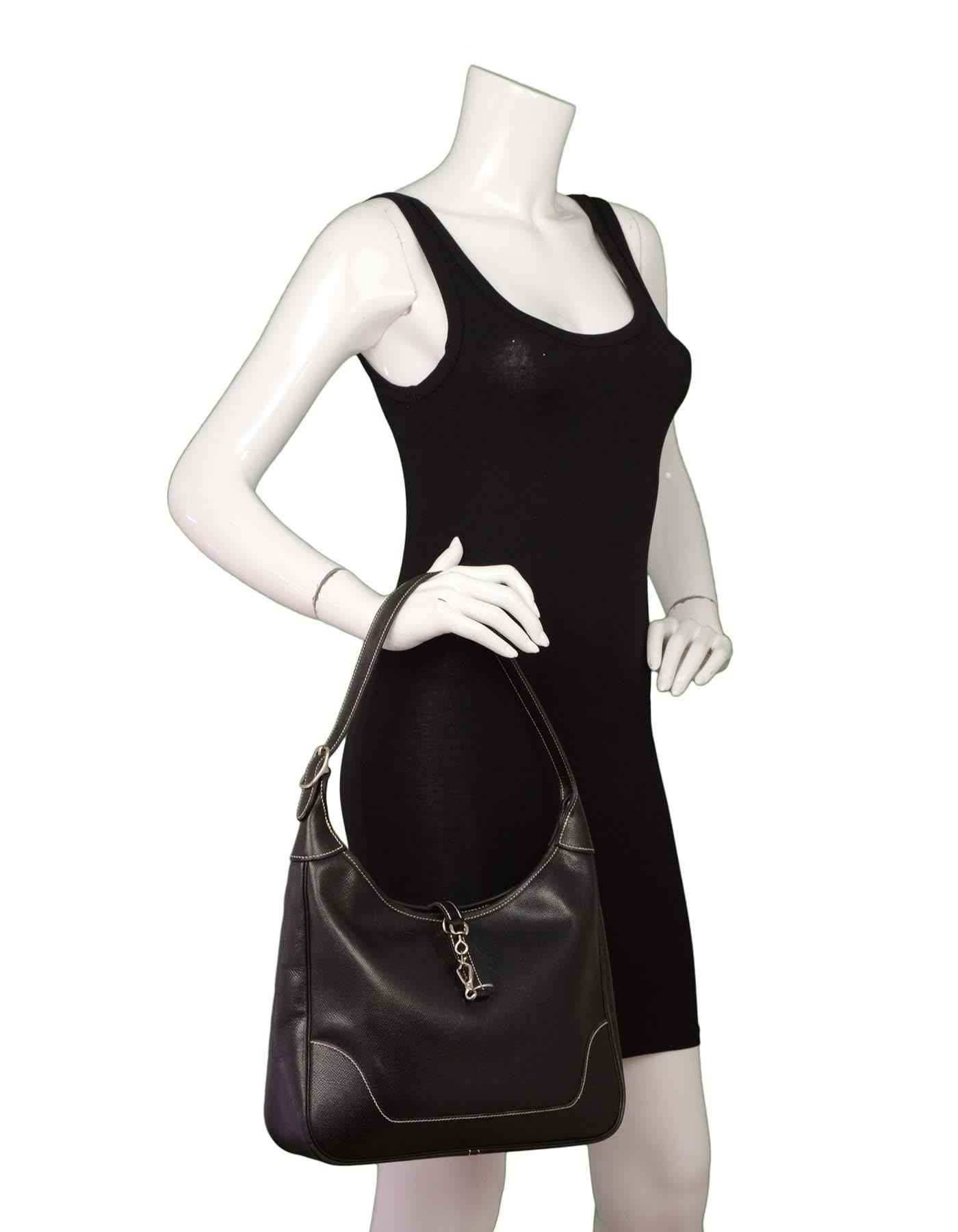 Hermes Black Epsom Leather 31cm Trim Shoulder Bag PHW 6
