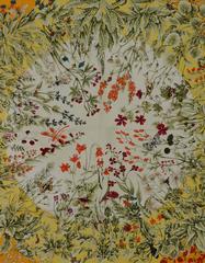 Hermes Yellow "La Prairie" Floral Print Silk 36" Square Scarf