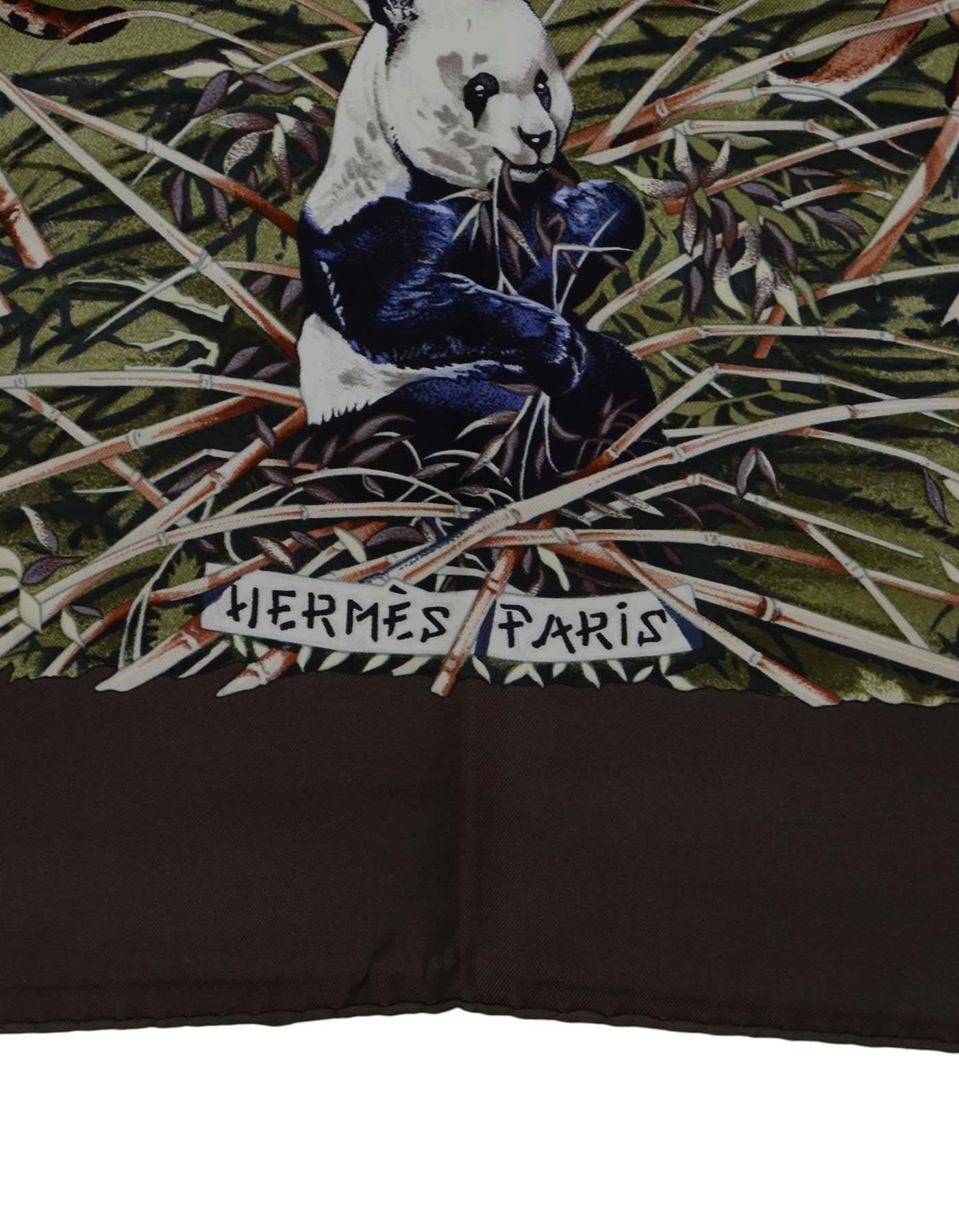 Women's Hermes Brown & Multi-Colored Animal Scene 90cm Silk Scarf