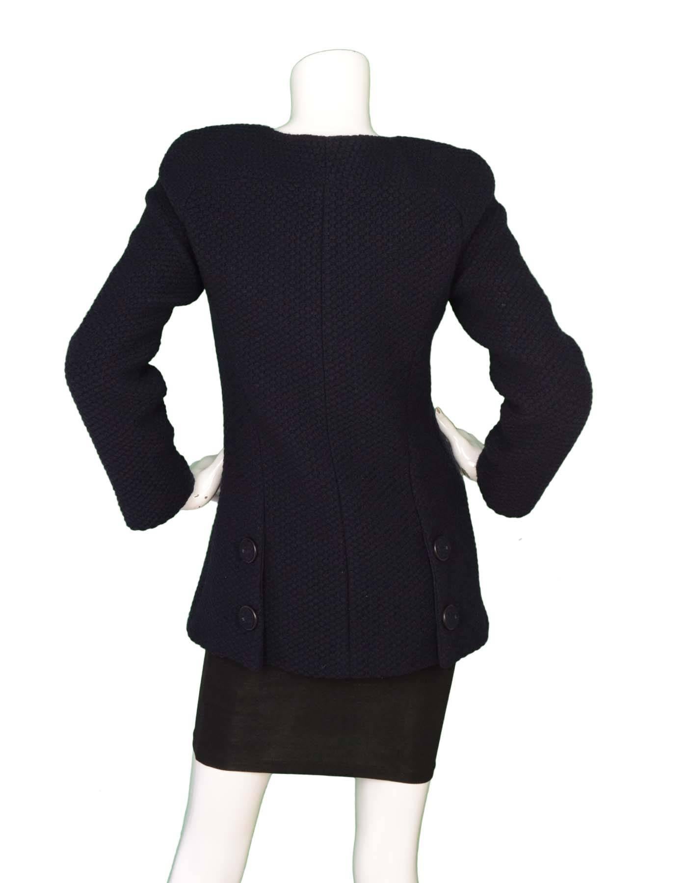 Women's Chanel 2015 NEW W/ TAGS Navy Wool Jacket sz 36 rt. $4, 650
