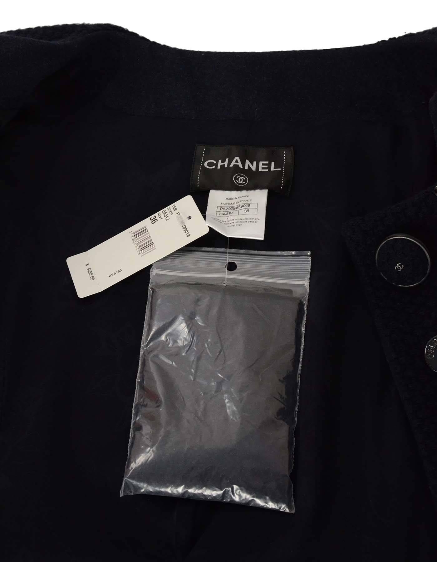 Chanel 2015 NEW W/ TAGS Navy Wool Jacket sz 36 rt. $4, 650 1