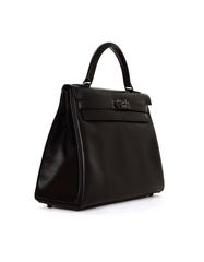 Hermes Ltd Ed. Rare 'SO BLACK' Box Leather 32cm Kelly Bag