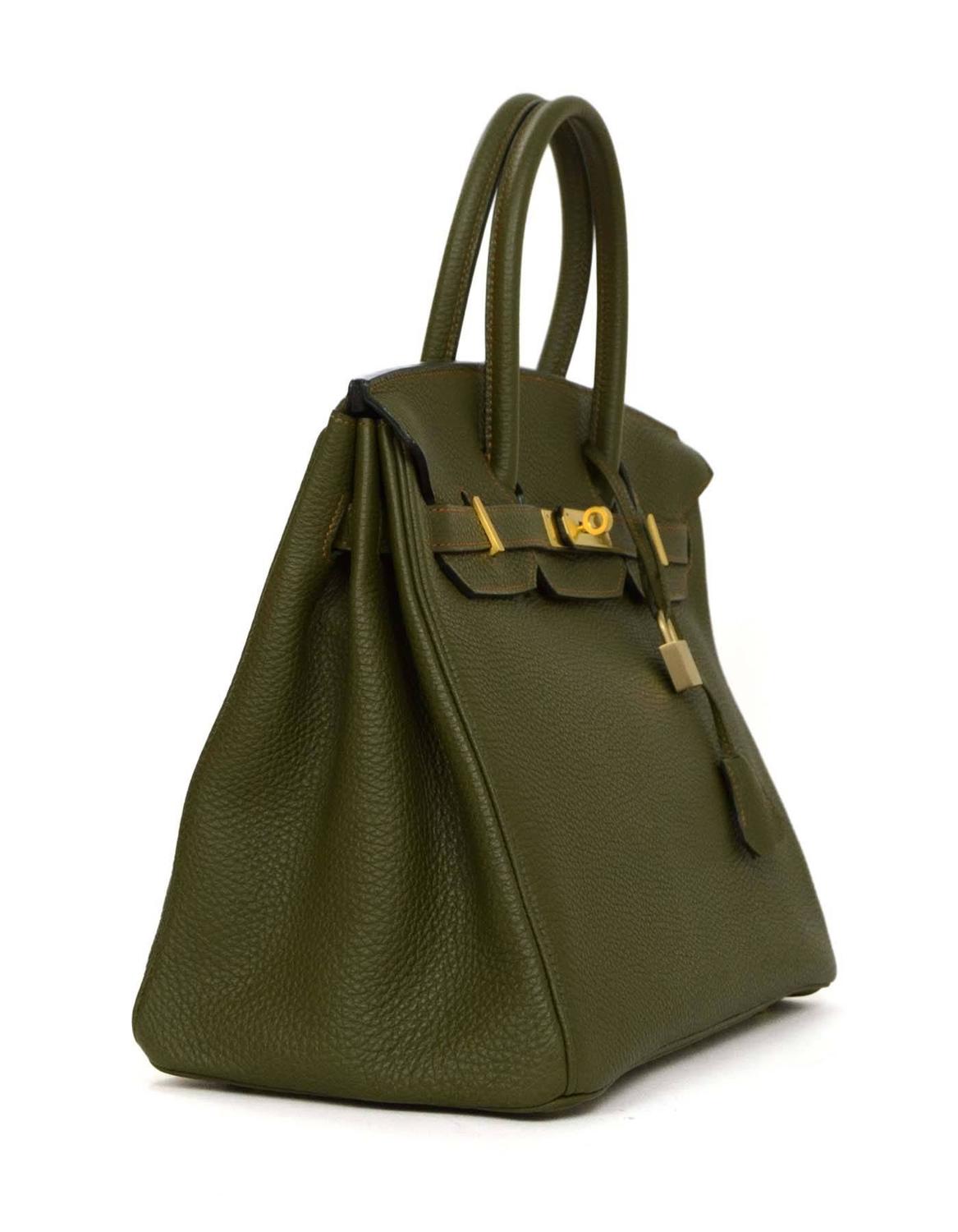 Hermes Olive Green Togo Leather Special Order 35cm Birkin Bag GHW at